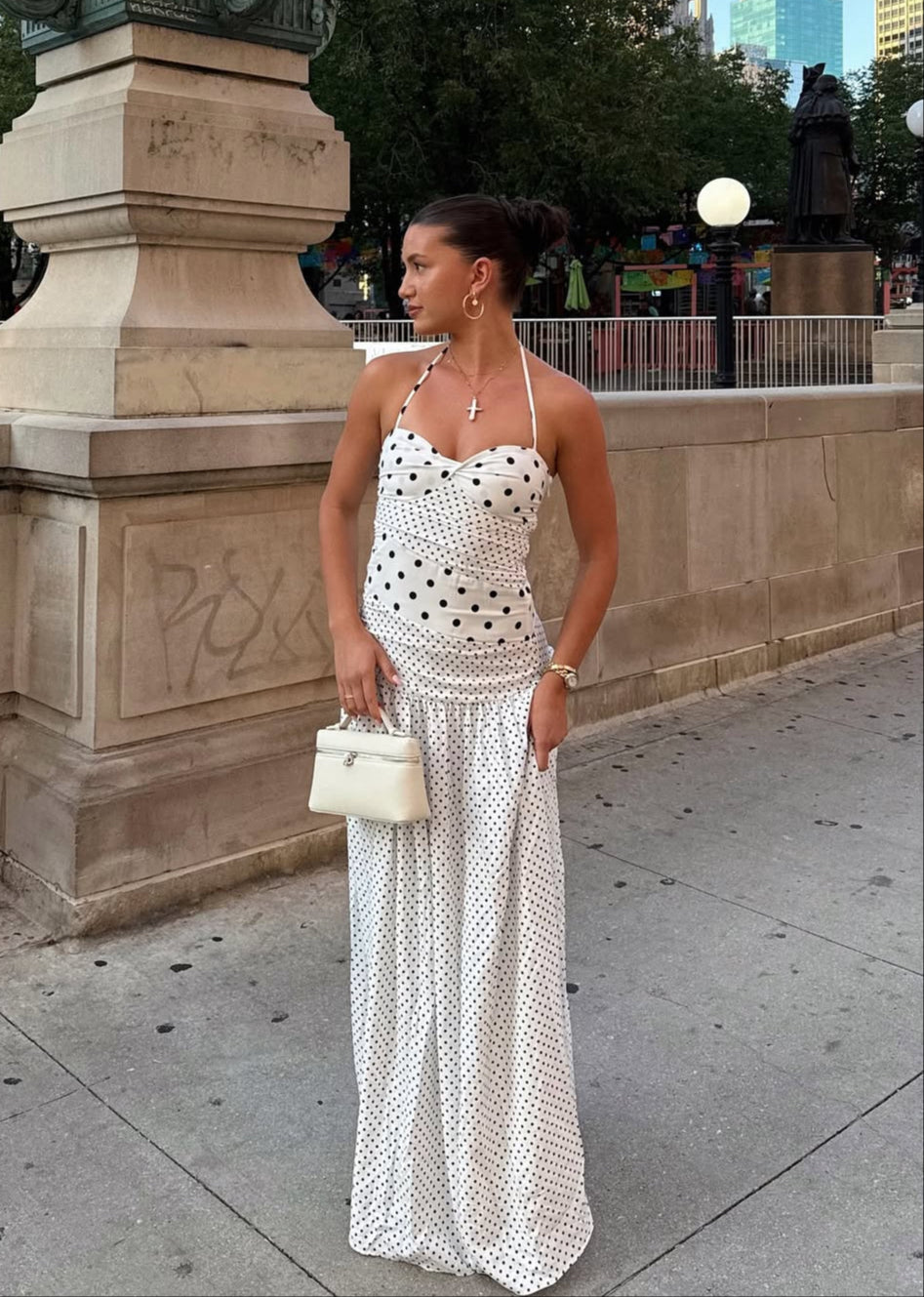 marguerite halter maxi dress from princess polly Marguerite Halter Maxi Dress | White Polka Dot | Womens